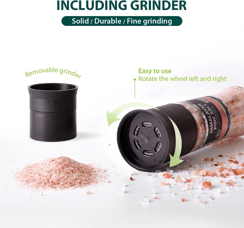 Soeos Himalayan Pink Salt and Whole Black Peppercorns Grinder Set - Image 4